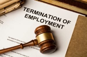 Gavel on termination of employment document
